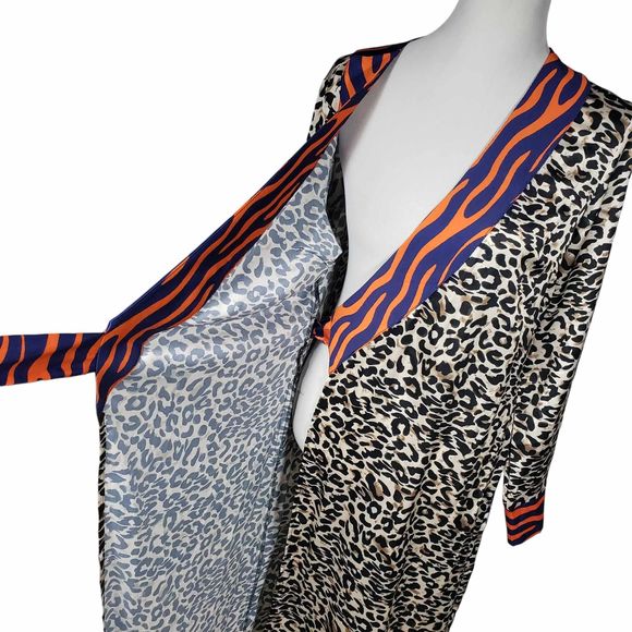 Never Fully Dressed size Large Margot Wrap Dress Animal Print Clash NWT - Picture 2 of 10